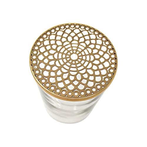 LaLe Living Vase en fer et verre avec ornement doré, Ø 10 x 15,5 cm