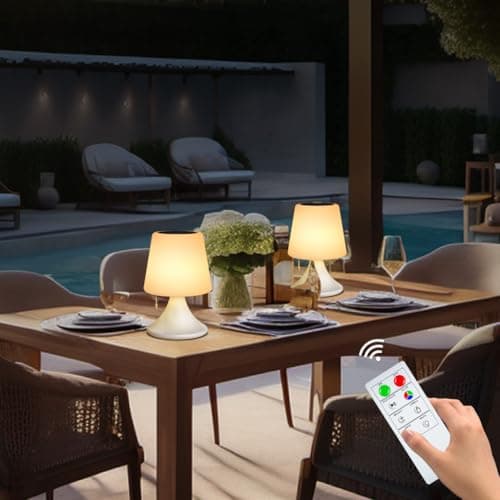 RWWR Lampe de Table Solaire Outdoor LED 2 en 1 Recharge 8 Couleurs Variable Lampe de Table Sans fil Batterie Rechargeable IP44 pour Camping Jardin Balcon Terrasse