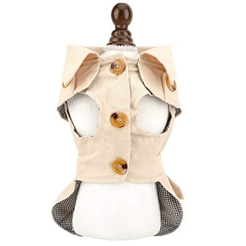 PAIDEFUL Trench pour petits chiens fille garçon coupe-vent mode western veste avec ceinture vêtements d'extérieur automne hiver chien vêtements pour chiot chihuahua yorkie, kaki, taille S
