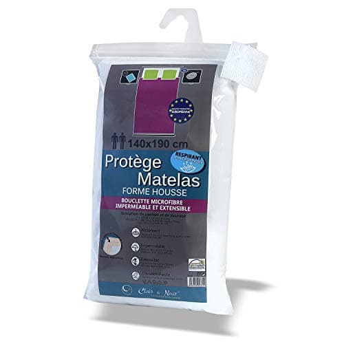 Clair de Nuit - Protège Matelas imperméable 140x190 cm | Alèse Bouclette 100% Microfibre Fraîcheur | Membrane Respirante et Silencieuse
