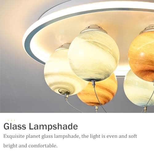 RuiRfh Plafonnier LED Astronaute de Dessin animé Lampe de Plafond intégré éclairage de Chambre créatif planète en Verre Lustre Chambre d'enfant Restaurant Maternelle Salle de Jouets Salle de Lecture