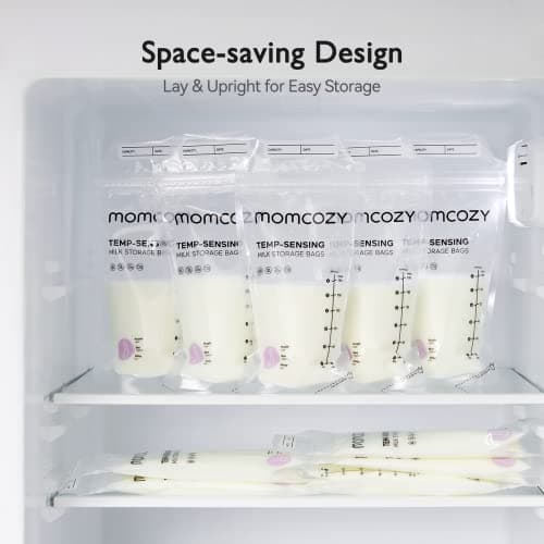 Momcozy Lot de 120 Sacs de Conservation du Lait Maternel, Sacs de Conservation du Lait Maternel, Préstérilisés, Double étanchéité, pour Congélation 180mL