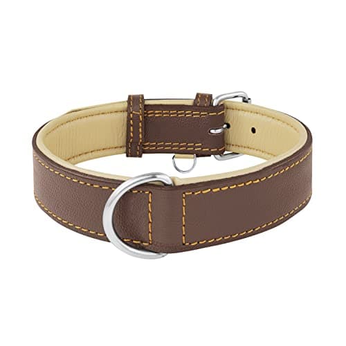Riparo Collier pour Chien en Cuir véritable (Marron, L: 3,8 cm de Large pour 45,7 cm - 53,3 cm de Cou)