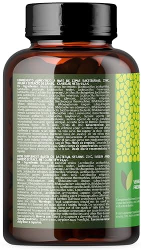 Vegágeno Probiotique Flore Intestinale 180 gélules végétales, 30 souches bactériennes avec zinc, 80 milliards UFC - Probiotique Flore Intime. Prebiotique et Probiotique. Convient aux végétaliens.