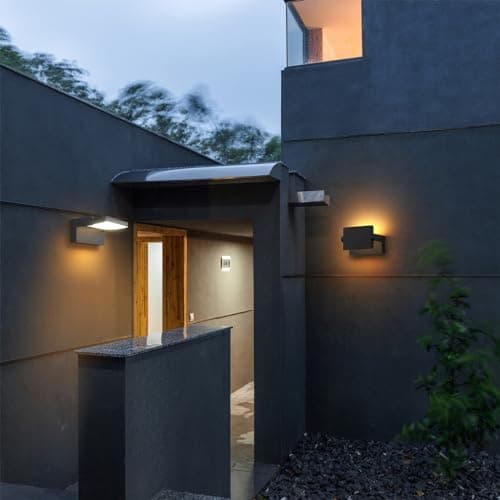 Klighten 2 Pcs 24W Applique Murale LED Extérieure Intérieur Rotatif, Éclairage Mural Imperméable IP65 Moderne, Lampe Murale pour Couloir Entrée Terrasse, Noir, 1500LM, Blanc Chaud 3000K