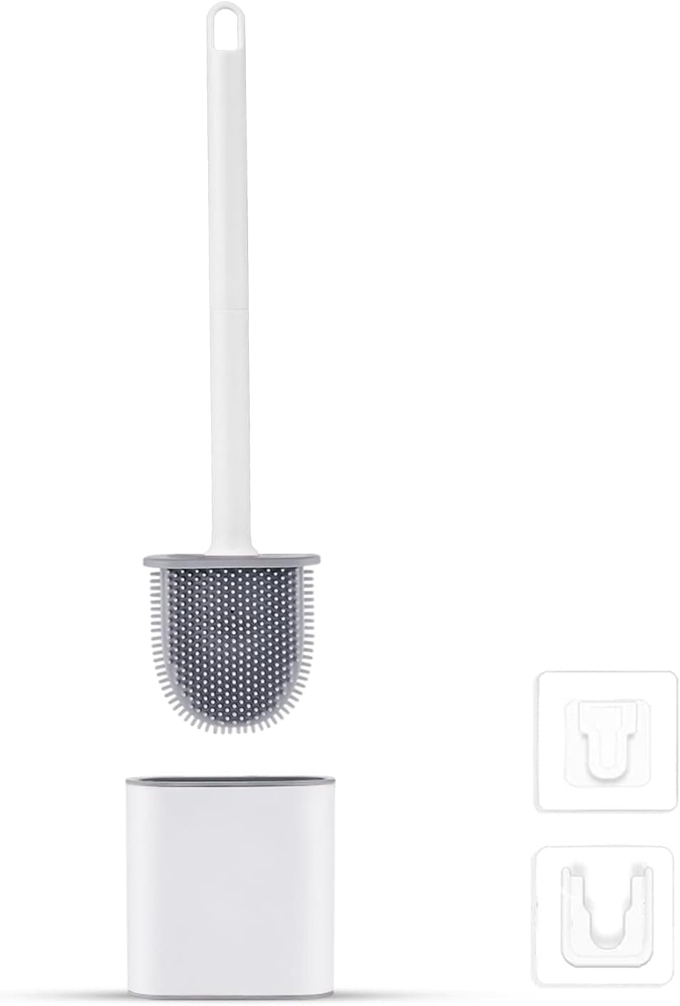 Ibergrif Brosse Toilettes WC Silicone et Supports, Balai Toilette WC Blanc