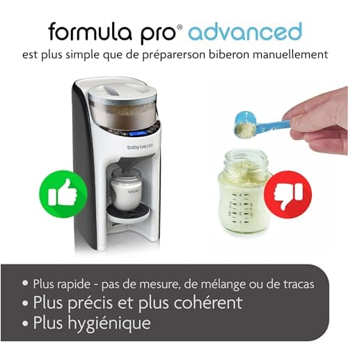 Baby Brezza Formula Pro Advanced, Préparateur de Biberons Instantané Et Automatique, Dose Et Mélange l'eau Chaude Et La Poudre de Lait par Simple Pression d'un Bouton, Noir, 1 Unité