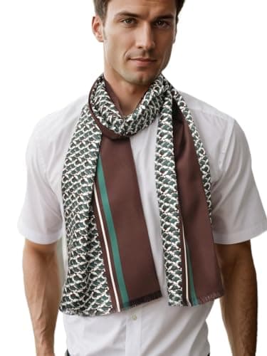 Prettystern Hommes long élégant 2 couches classique business festif pure soie écharpe franges courtes bleu Paisley AB04
