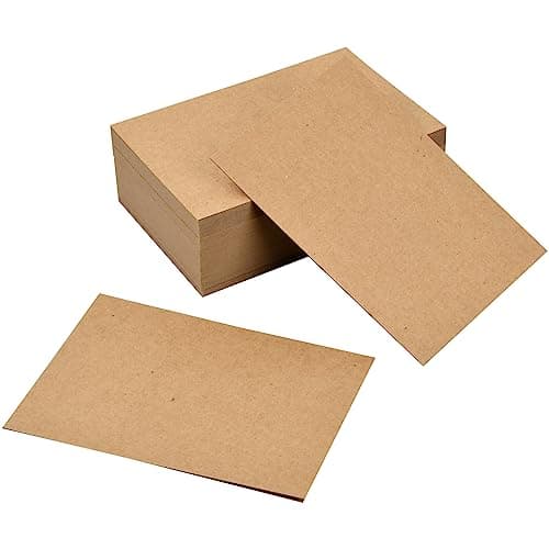 100 Pièces Carte Blanche Vierge A6, 15x10cm Papier Kraft Cartes de Voeux Vierge, 350g/m2 Carte en Papier Message Cadeau, Vierges Papier Carton pour Artisanat Banquets Scolaires Bureau (Marron)