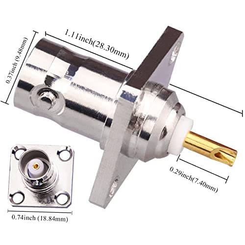 TUOLNK 2 Pack BNC Femelle 4 Trous Panneau À Bride Montage Sur Châssis Connecteur À Souder Coaxial RF Adaptateur Coaxial Convertisseur pour Câble Coaxial/Périphériques Lan Sans Fil