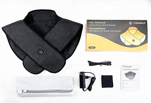 Thermrup Coussin chauffant infrarouge lointain - Fonctionne avec batterie - Pour le cou et les épaules - Avec 3 niveaux de température (M)