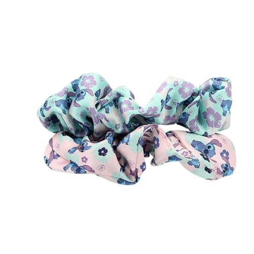 DISNEY Stitch - Chouchou Cheveux en Satin Imprimé - LILO & STITCH - Lot de 2 Scrunchies Doux - Produit Officiel Disney