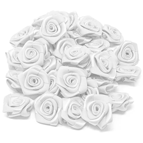 Fleurs de décoration à ruban de satin rose de 25 mm