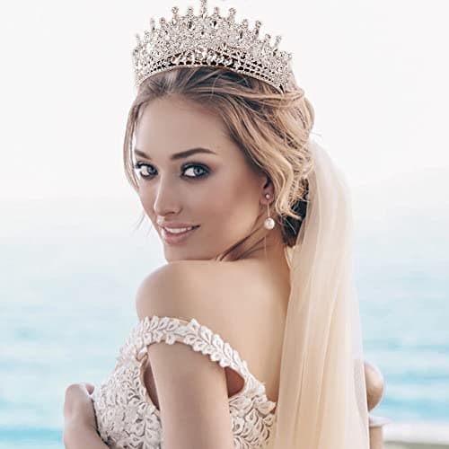 URFEDA Tiara Cristal Couronne, Couronne De Mariée Strass, Couronne De Princesse Femme, Adult Cheveux Accessoires Vintage Cadeau pour Mariage, Dîters, FêTes, Cérémonies, Cadeau d'anniversaire, Argent
