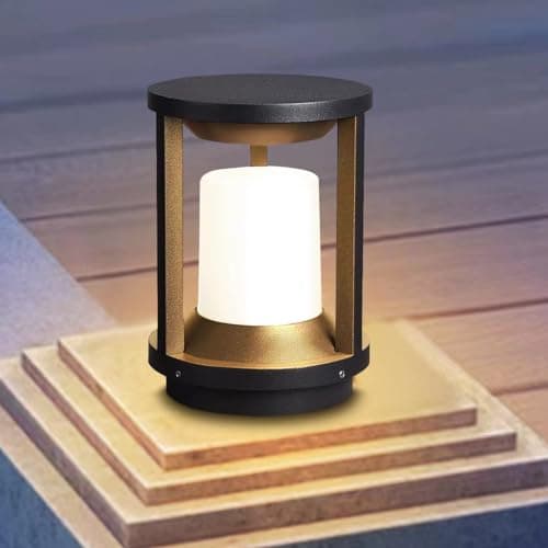 Budbuddy 20W LED Lampe de Jardin Noir Poteau de Jardin Cylindrique Lampe de Exterieur Poteau Imperméable IP65 luminaire de Jardin Douille E27 pour Ies Jardins Chemins Pelouses