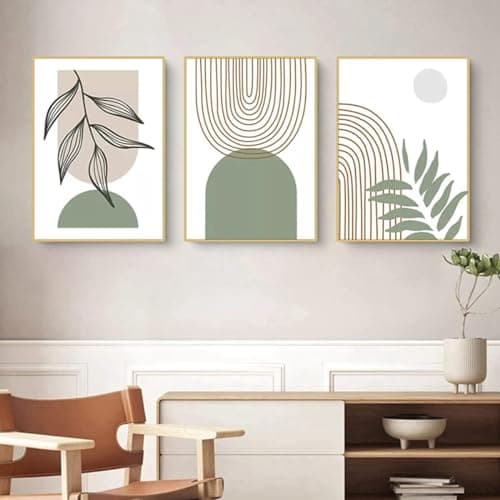 MKHFUW Lot de 3 posters, motifs de feuilles botaniques abstraites, art mural, style bohème, abstraits, dessin au trait de femme, sans cadre, design 11, 3 pièces - 20 x 30 cm