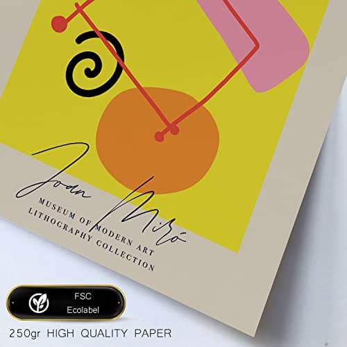 Nacnic Ensemble de 6 affiches L'art de Miró. Collection de plaques avec collage esthétique pour la décoration d'intérieur. Tailles A3 et A4. Sans cadre.