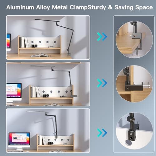 VERSKI Lampe de bureau LED, intensité variable 18 W, lampe de bureau pour la maison, le bureau, protection des yeux, lampe de lumière du jour, 5 températures de couleur et luminosité réglables