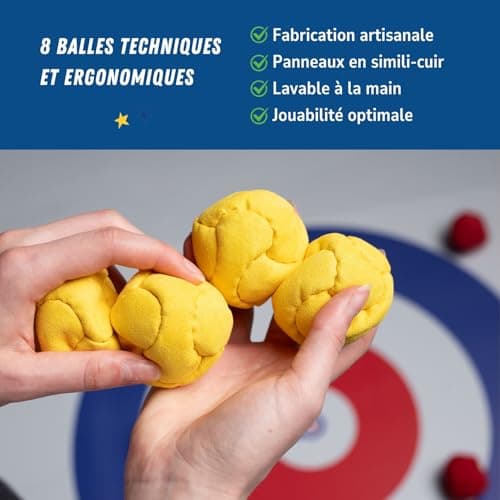 GABAKY Jeu de Pétanque Originale, Mix de Palet et Curling, Cible avec 8 Boules Molles, Tout Terrain Intérieur Extérieur Indoor Outdoor (Édition Classique)