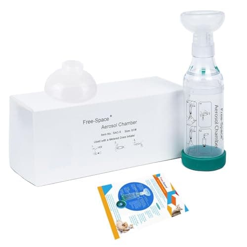 Chambre aérosol inhalateur avec indicateur de respiration - forme ronde et masque de silicone de haute qualité, espaceur pour l'asthme de chat - inclure 2 masque pour le meilleur ajustement