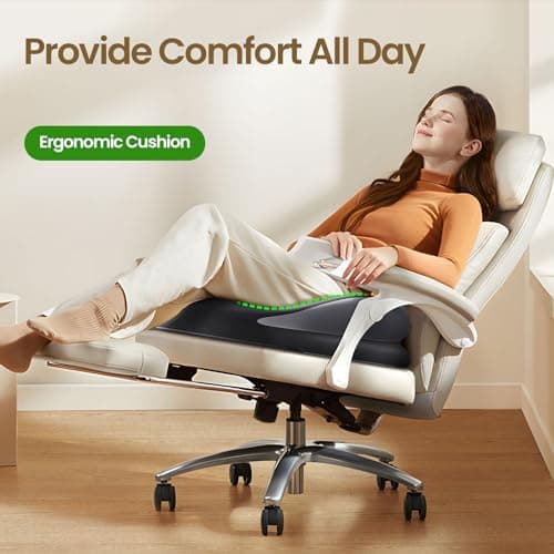Benazcap Grand Coussin de Siège pour Chaise de Bureau, Siège de Voiture, Mousse à Coussin de Chaise Ergonomique Réduisant la Douleur, Augmente Le Confort D'assise, Favorise la Circulation Sanguine