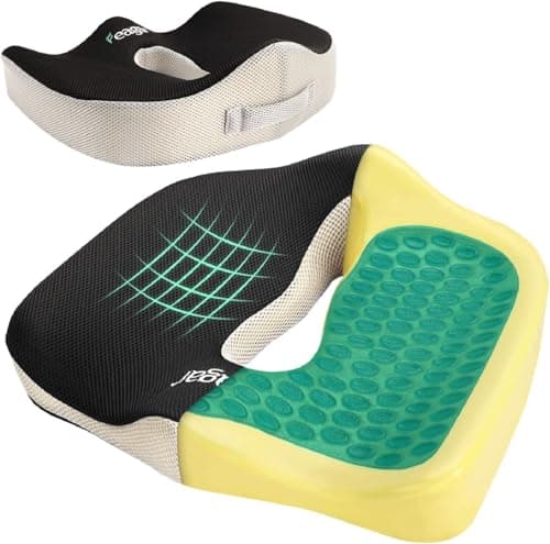 Feagar Coussin Coccyx en Gel Coussin Chaise en Mousse à Mémoire, Coussin Siège Auto Coussin Voiture Conducteur Orthopédique Chaise Bureau Fauteuil (Noir et Blanc)