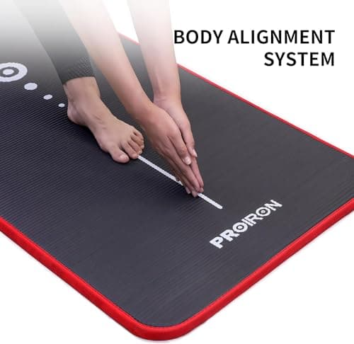 PROIRON Tapis de Yoga Epais 10MM, Antidérapant Tapis d'exercice Fitness, Tapis de Gymnastique pour Yoga Pilates Gym Exercices Sport Camping Voyage, en Mousse NBR/respecte la Peau, Noir
