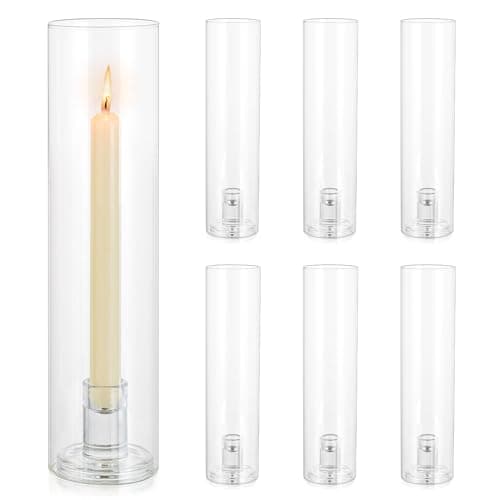 Inweder Bougeoirs pour bougies coniques : 6 bougeoirs en verre pour bougeoirs avec couvercle en verre amovible pour centre de table, mariage, décoration d'intérieur