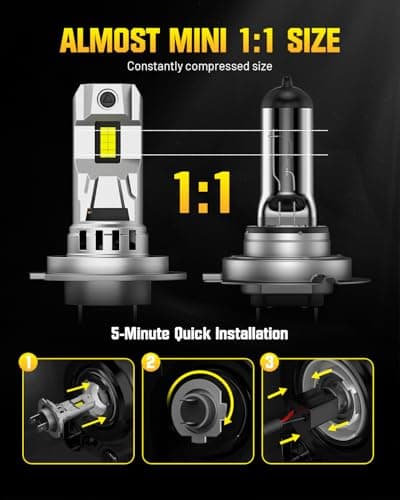 CYBERBEAM Ampoule LED H7, 90W 30000LM H7 led Lampes de Phares Voiture Automobile 800% Luminosité 6500K Blanc Ampoule H7 Parfaite Remplacement pour Kit de Conversion, Lot de 2