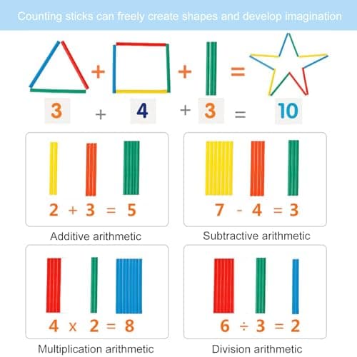Diompirux Cadre de Comptage avec 100 Baguettes de Comptage, boulier règle à calcul avec 100 Cartes Numériques, Boulier Abaque Enfant Bois, Cadeau Jouet Éducatif pour Les Enfants à Partir de 3 Ans