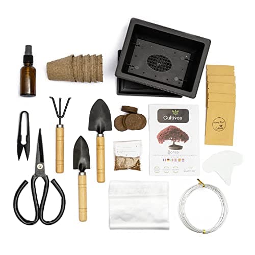 CULTIVEA® Kit Bonsaï Premium Prêt à Pousser - Jardinez et décorez - Entretien de vos bonsaïs et plantes naturel - Fil, Outils, Ciseaux Ronds, Petits Ciseaux Bonsai - Idée Cadeau Original