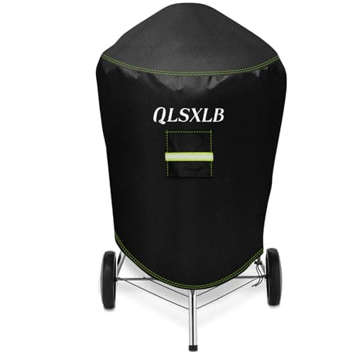 QLSXLB Housse Barbecue Exterieur Rond, Oxford 600D Robuste Bache de Protection BBQ Φ50x81cm, Couverture de Grill Anti-Vent/Anti-UV/Anti-l'eau/Anti-l'Humidité/Antipoussière Noir