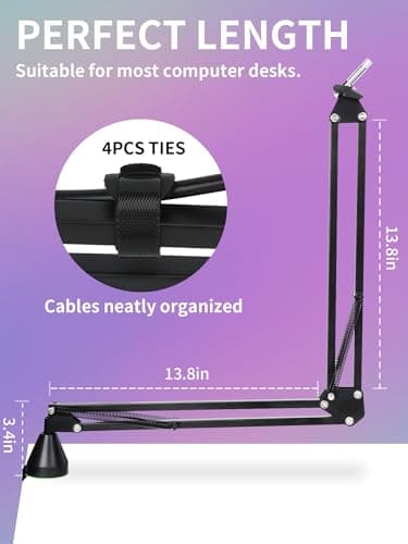 YOUSHARES Bras Micro, Bras de Micro à Profil Bas, Support Micro Low Profile Réglable pour Blue Yeti Fifine AM8 k658 Razer Seiren Mini HyperX Rode, Perche de Micro à Profil Bas pour Gaming, Streaming