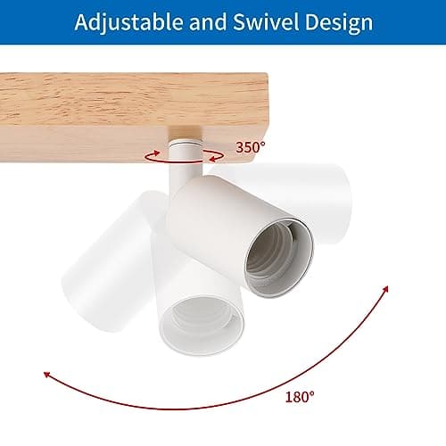 ANWIO Plafonnier Spots, 3 Spots de Plafond Led Intérieurs Base E27, Spots de Plafond Blancs avec Base Rectangulaire, Spots de Plafond LED Rotatifs (Sans Ampoules).