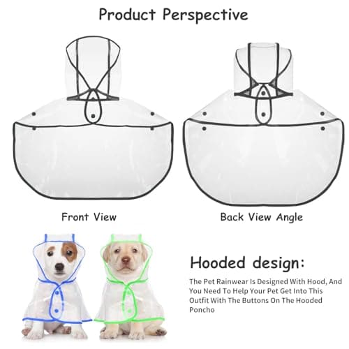 PETCUTE Manteau de Pluie Imperméable pour Chien avec Capuche,Imperméable pour Chien en PVC Transparent,Manteaux imperméables pour Chiens avec Fermeture à Boutons,pour Les Jours de Pluie