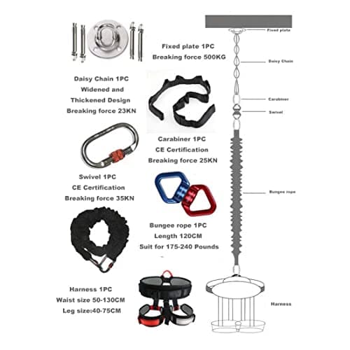 Heavy Pro Bungee Ensemble de bandes de résistance Sling Trainer Yoga Corde élastique Corde Résistance Air Dance Corde Exercice Fitness Gym à domicile Équipement d'entraînement professionnel (85 kg )