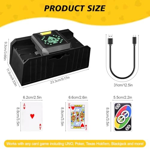 HNCY mélangeur de Cartes Automatique, melangeur de Cartes Electrique, mélangeur Carte, mélangeur de Carte, Automatic Card shuffler, USB à Piles, pour UNO, Poker, Phase 10, Skip-Bo, Blackjack