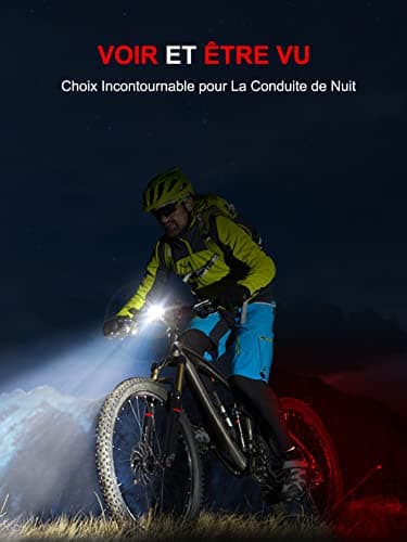 CIRYCASE Lumiere Velo Avant et Arriere, 8 + 12 Modes d'Éclairage Lampe Vélo LED Étanche IPX6, USB Rechargeable Eclairage Velo pour Cyclysme VTT, VTC, Bicyclette, Longue Durée de Vie de la Batterie