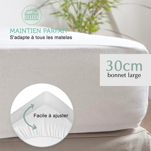Protège Matelas 140x200-30 cm Qualité Supérieure Oeko-TEX® ~ Alèse Imperméable en Fibre Luxe TencelTM Écologique ~ Forme Drap Housse