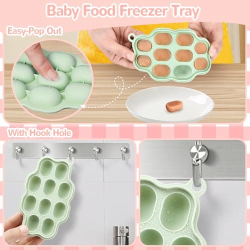 WEST STORY Tetine Grignoteuse Bébé, Tetine Fruits Bebe en Silicone, Inclus Bébé Food Rangement Nourriture, 2 Grignoteuse 3 Tailles de Tétines pour Bébé de 3~24 Mois, Jouets de dentition (Vert & Rose)