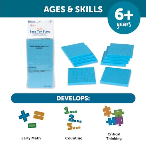 Learning Resources Plaques de base 10 en plastique rainuré (jeu de 10)