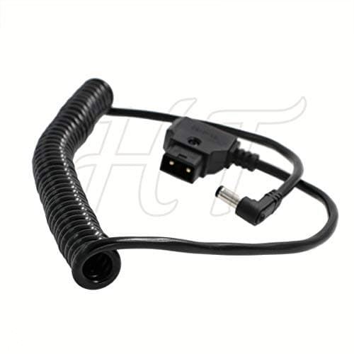 BMCC D-tap DC Barrel 5,5 x 2,5 mm Câble d'alimentation spiralé à angle droit pour batterie Anton V-mount Blackmagic