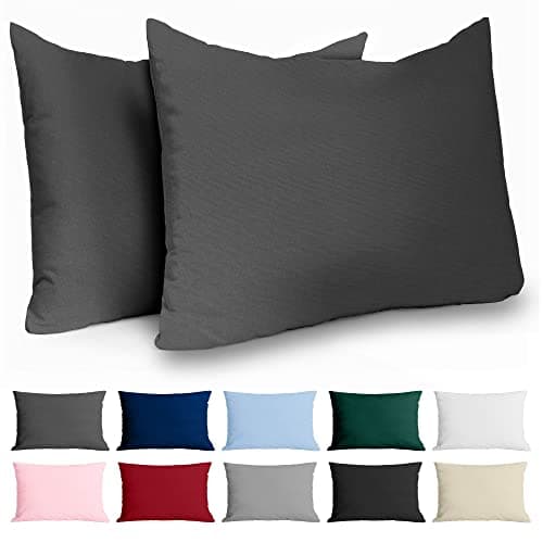 Taie Oreiller 50x70 Coton Renforcé (Set de 2) - Anthracite - Tissage serré de 57 Fils/cm2 - Taie Oreiller 50 x 70 cm- Certifié Oeko Tex