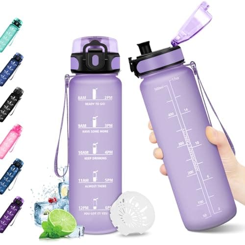 KollyKolla Gourde Enfant 500ml, Gourde Sport, Étanche & Réutilisable, Bouteille d'eau avec Marqueur de Temps et Filtre, sans BPA, Water Bottle pour Enfant & Adulte, l'école, Cyclisme, Voyage, Camping