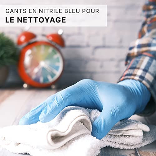 ARNOMED Gants nitrile taille M, gant nitrile bleu, 100 pièces/boîte, gants jetable non poudrés & sans latex, gants de cuisine et mecanique jetables, gant en nitrile jetables en XS, S, M, L, XL & XXL