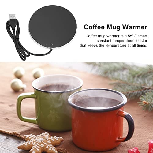 Chauffe-Tasses Portable Chauffe-Boissons Intelligent à Température Constante avec Interrupteur Tactile Intelligent Chauffe-Tasses USB pour Tasses et Verres à Fond Plat Ø10,3 Cm (Argent)