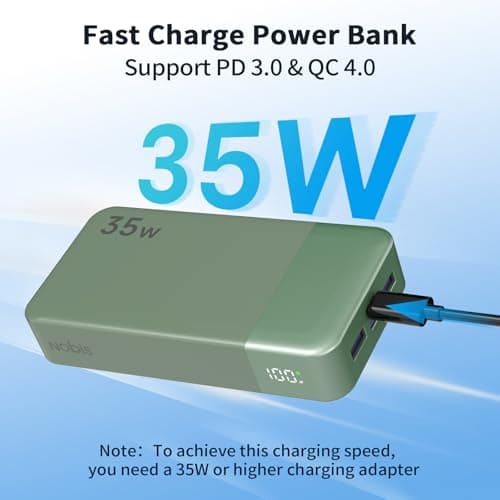Nobis Power Bank, Alimentation Mobile 20000mah, Recharge Rapide pour Alimentation Mobile 35w, Batterie avec écran Numérique pour iPhone,Samsung, Android, etc