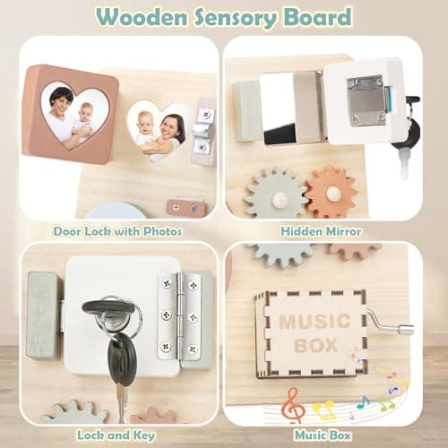 Joyreal Montessori Busy Board - Jeux Montessori 1 2 3 Ans Planche Activité Jouet Montessori Tableau Activité Sensoriel Parcours Motricité Fine Cadeau pour Fille Garcon