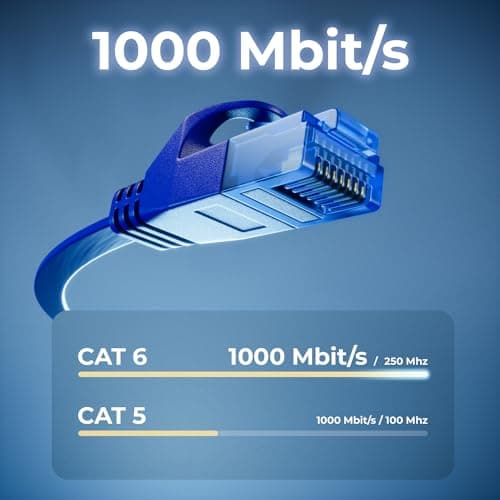 deleyCON 10x 1m CAT6 Câble Réseau Plat 1000 Mbit Gigabit LAN - Cat 6 RJ45 Ethernet Câble de Raccordement Câble de Pose fin Plat - pour Internet Switch Routeur Modem Panneau de Brassage - Coloré