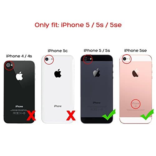 Mulbess Etui Coque pour iPhone 5s / 5 / iPhone SE 2016 - Housse en Cuir - Fentes pour Cartes - Pochette Protection Portefeuille - Rétro Marine Bleu